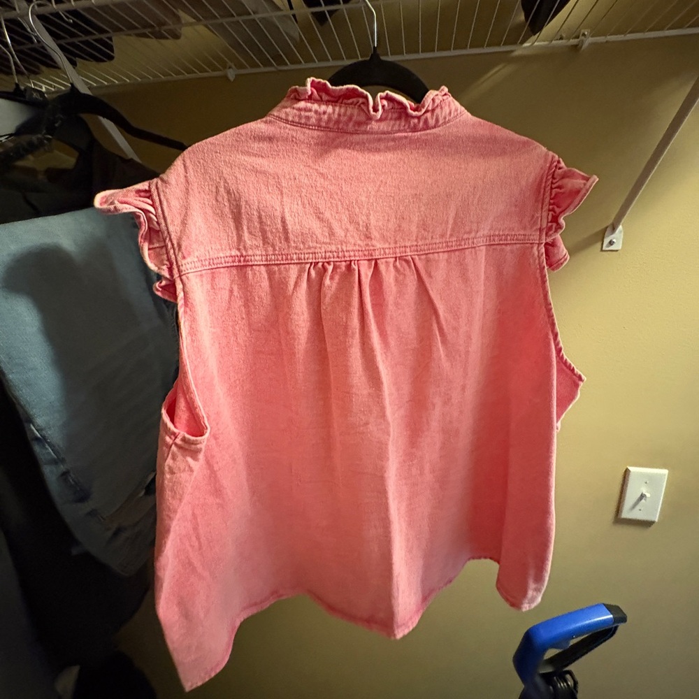 Savanna Jane Pink Ruffled Button Down Shirt - Picture 2 of 3